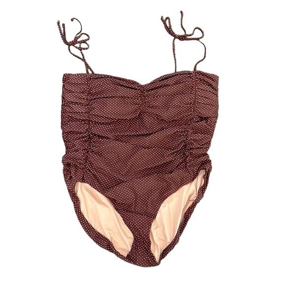 J. Crew Ruched tie-back one-piece in polka dot, Women’s Size 24 - Picture 2 of 6